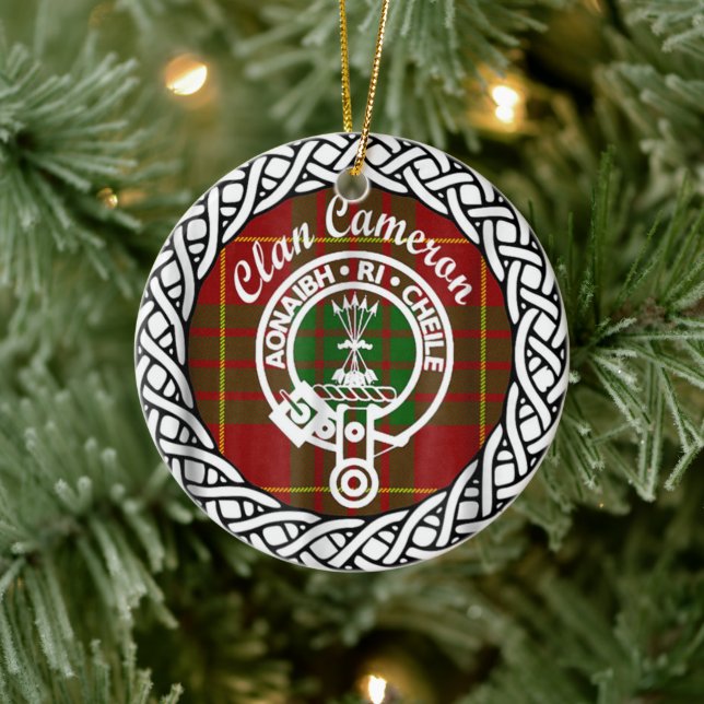 Scottish Clan Cameron Tartan und Wappen Keramik Ornament (Baum)