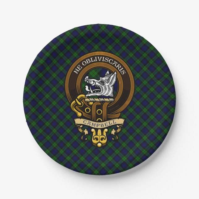 Scottish Clan Campbell Abzeichen und Wappen Pappteller (Vorderseite)