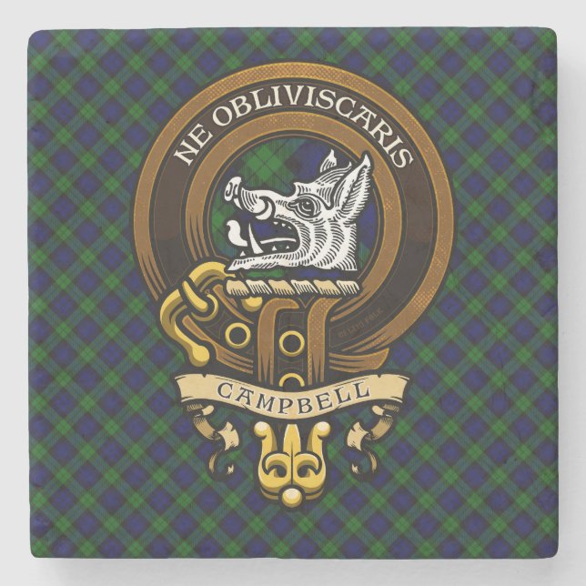 Scottish Clan Campbell Abzeichen und Wappen Steinuntersetzer (Vorderseite)