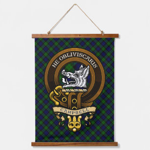 Scottish Clan Campbell Abzeichen und Wappen Wandteppich Mit Holzrahmen