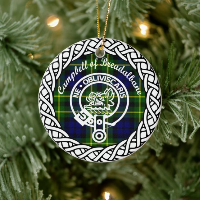 Scottish Clan Campbell of Breadalbane Tartan and C Keramik Ornament (Baum)