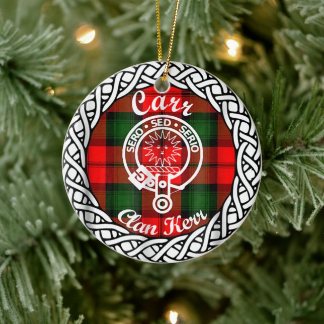 Scottish Clan Carr Tartan und Wappen Keramik Ornament (Baum)