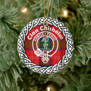 Scottish Clan Chisholm Tartan und Wappen Keramik Ornament