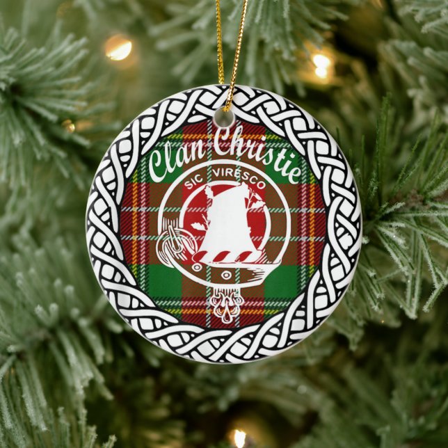 Scottish Clan Christie Tartan und Wappen Keramik Ornament (Baum)