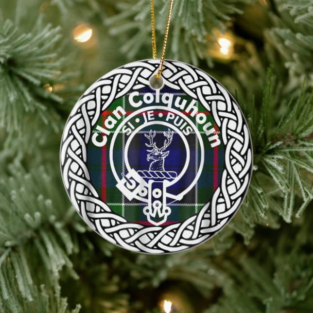 Scottish Clan Colquhoun Tartan und Wappen Keramik Ornament (Baum)