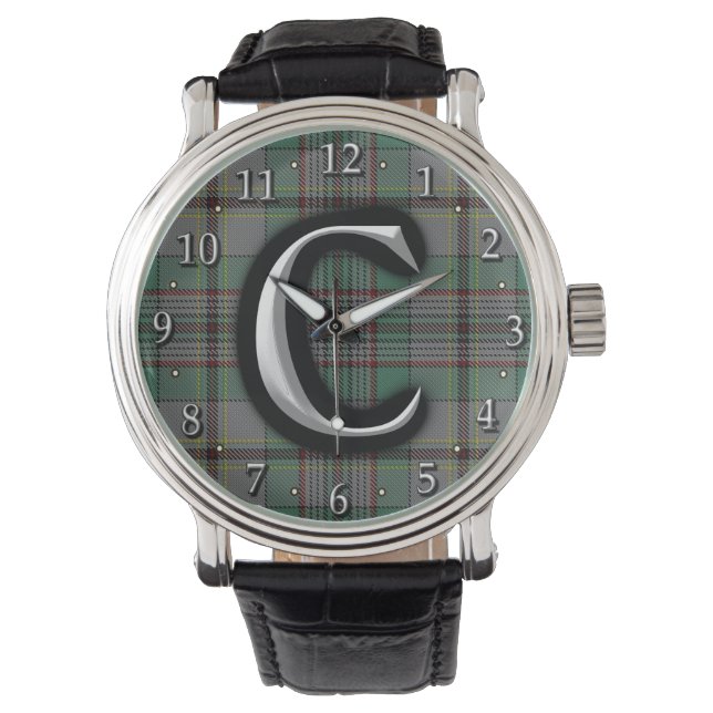 Scottish Clan Craig C Monogram Tartan Armbanduhr (Vorderseite)
