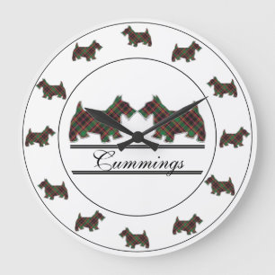 Scottish Clan Cumming Hunting Tartan Scottie Hunde Große Wanduhr