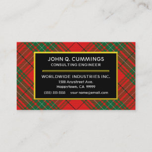 Scottish Clan Cumming Red Tartan Kariert Visitenkarte