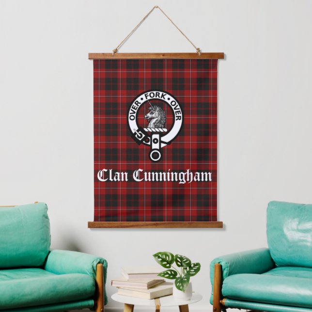 Scottish Clan Cunningham Wappen Abzeichen Wandteppich Mit Holzrahmen (Wohnzimmer)