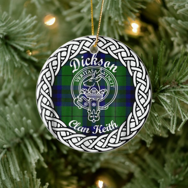Scottish Clan Dickson Tartan und Wappen Keramik Ornament (Baum)