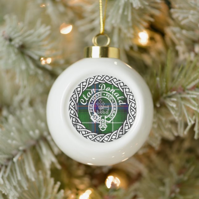 Scottish Clan Donald Tartan und Wappen Keramik Kugel-Ornament (Baum)