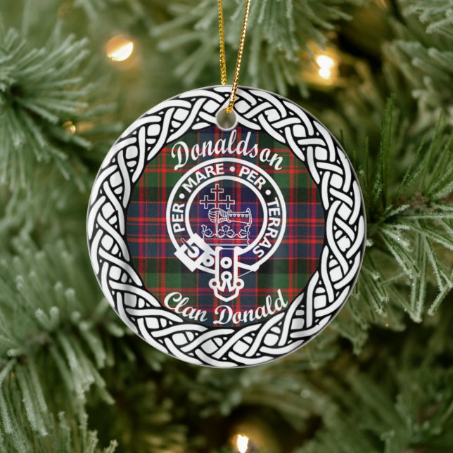 Scottish Clan Donaldson Donald Tartan und Wappen Keramik Ornament (Baum)