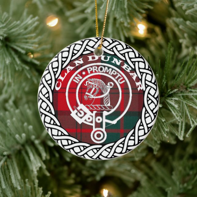 Scottish Clan Dunbar Tartan und Wappen Keramik Ornament (Baum)