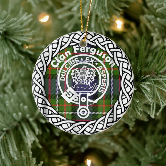 Scottish Clan Ferguson Tartan und Wappen Keramik Ornament (Baum)