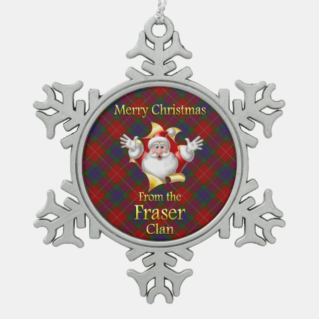 Scottish Clan Fraser Weihnachtsdekoration Schneeflocken Zinn-Ornament (Vorderseite)