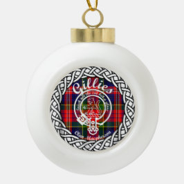 Scottish Clan Gillies Tartan und Wappen Keramik Kugel-Ornament