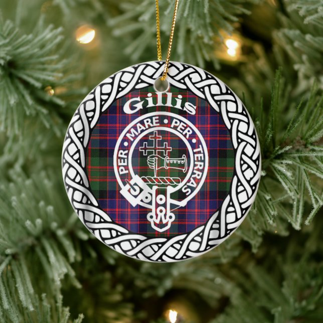 Scottish Clan Gillis Tartan und Wappen Keramik Ornament (Baum)