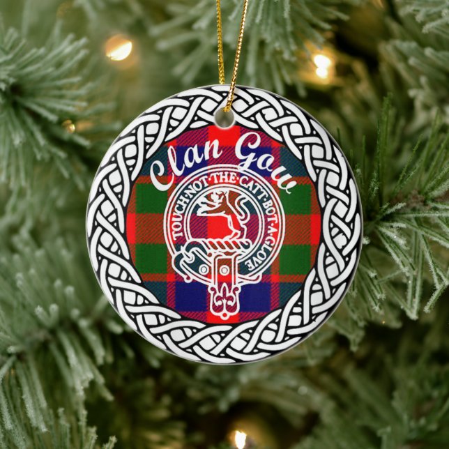Scottish Clan Gow Tartan und Wappen Keramik Ornament (Baum)
