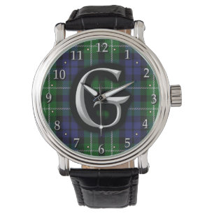 Scottish Clan Graham Letter G Monogram Clan Tartan Armbanduhr