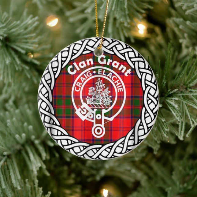 Scottish Clan Grant Tartan und Wappen Keramik Ornament (Baum)