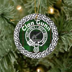 Scottish Clan Gunn Tartan und Wappen Keramik Ornament