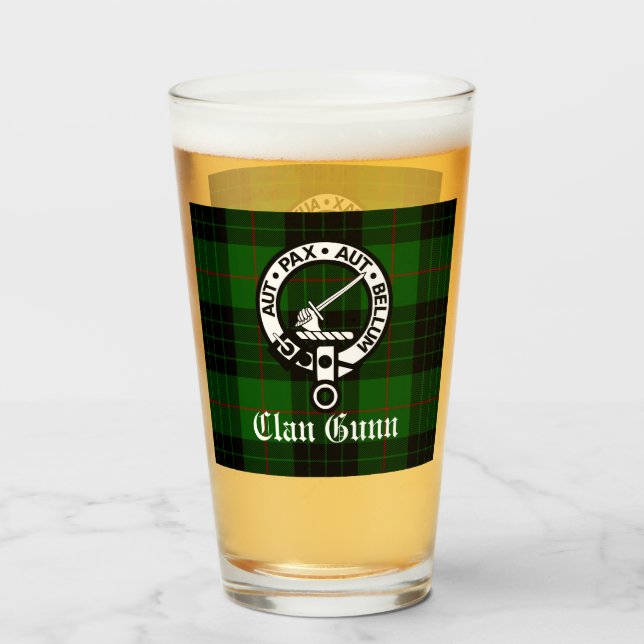 Scottish Clan Gunn Wappen Abzeichen und Tartan Glas (Vorne (Gefüllt))