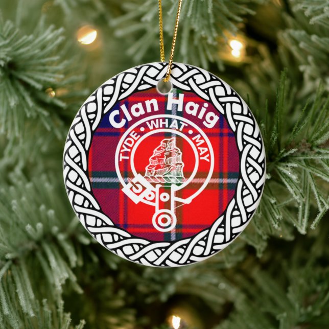 Scottish Clan Haig Tartan und Wappen Keramik Ornament (Baum)