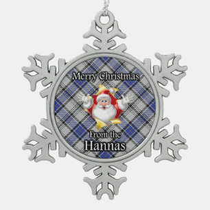 Scottish Clan Hannay Hanna Tartan Christmas Schneeflocken Zinn-Ornament