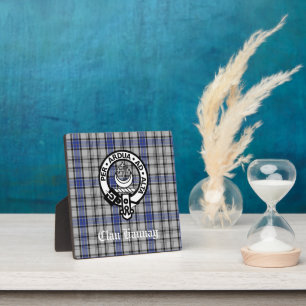 Scottish Clan Hannay Wappen Abzeichen und Tartan C Fotoplatte