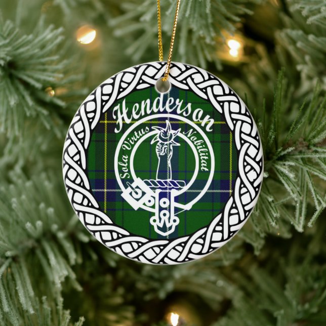 Scottish Clan Henderson Tartan und Wappen Keramik Ornament (Baum)