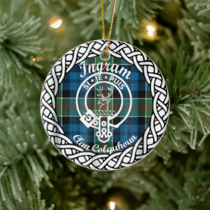 Scottish Clan Ingram Tartan und Wappen Keramik Ornament