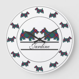 Scottish Clan Jardine Tartan Kariert Scottie Dogs Große Wanduhr