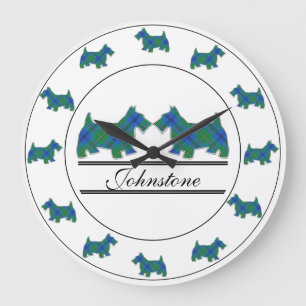 Scottish Clan Johnstone Tartan Scottie Dogs Große Wanduhr