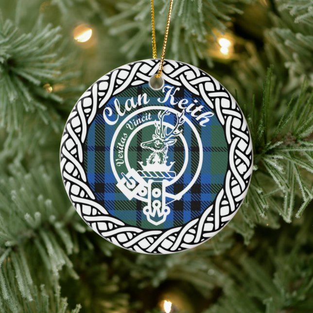 Scottish Clan Keith Tartan und Crest Keramik Ornament (Baum)