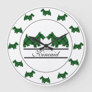 Scottish Clan Kincaid Tartan Kariert Scottie Hunde Große Wanduhr