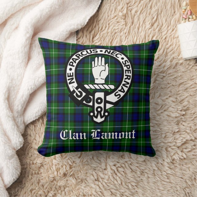 Scottish Clan Lamont Wappen Abzeichen und Tartan Kissen (Decke)