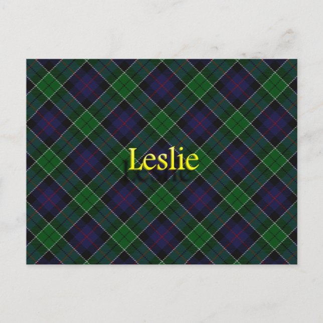 Scottish Clan Leslie Tartan Postkarte (Vorderseite)