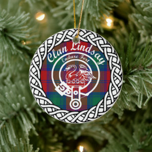 Scottish Clan Lindsay Tartan und Wappen Keramik Ornament