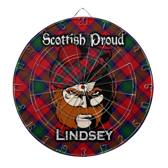 Scottish Clan Lindsey Lindsay Tartan Dartboard Dartscheibe (vorne)