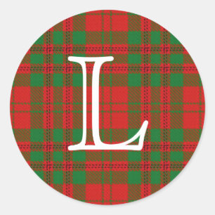 Scottish Clan Livingstone Tartan mit Monogramm Runder Aufkleber