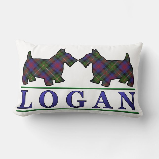 Scottish Clan Logan Tartan Scottie Dogs Lendenkissen (Vorderseite)