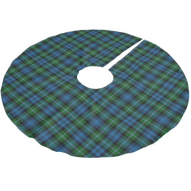 Scottish Clan Lyon Blue Green Tartan Polyester Weihnachtsbaumdecke (Schrägansicht)