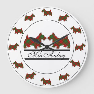 Scottish Clan MacAulay Tartan Pläd Scottie Dogs Große Wanduhr