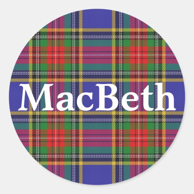 Scottish Clan MacBeth Tartan Kariert Runder Aufkleber (Vorderseite)