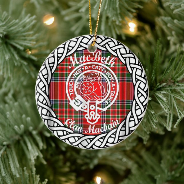 Scottish Clan MacBeth Tartan und Wappen Keramik Ornament (Baum)