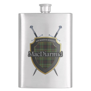 Scottish Clan MacDiarmid Tartan Shield und Schwert Flachmann