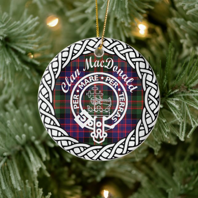 Scottish Clan MacDonald Tartan and Crest Keramik Ornament (Baum)