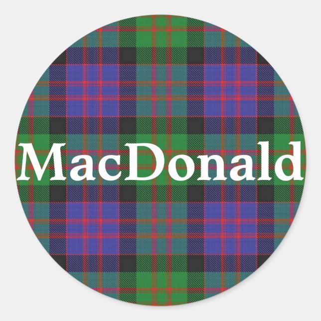 Scottish Clan MacDonald Tartan Kariert Runder Aufkleber (Vorderseite)