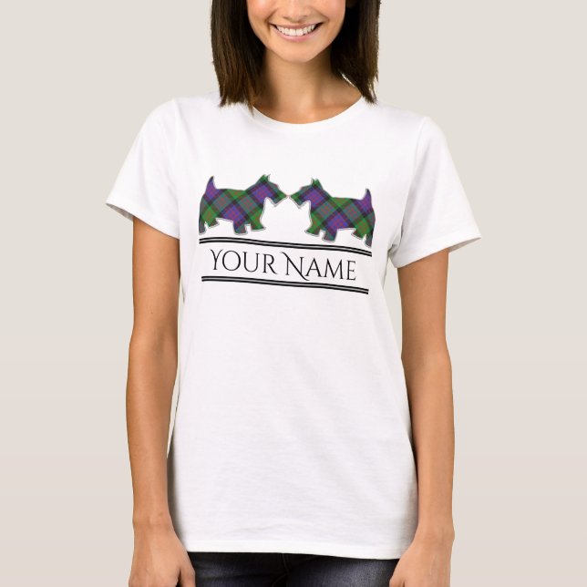 Scottish Clan MacDonald Tartan Scottie Dogs T-Shirt (Vorderseite)