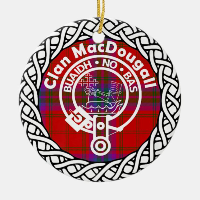 Scottish Clan MacDougall Tartan und Wappen Keramik Ornament (Vorne)